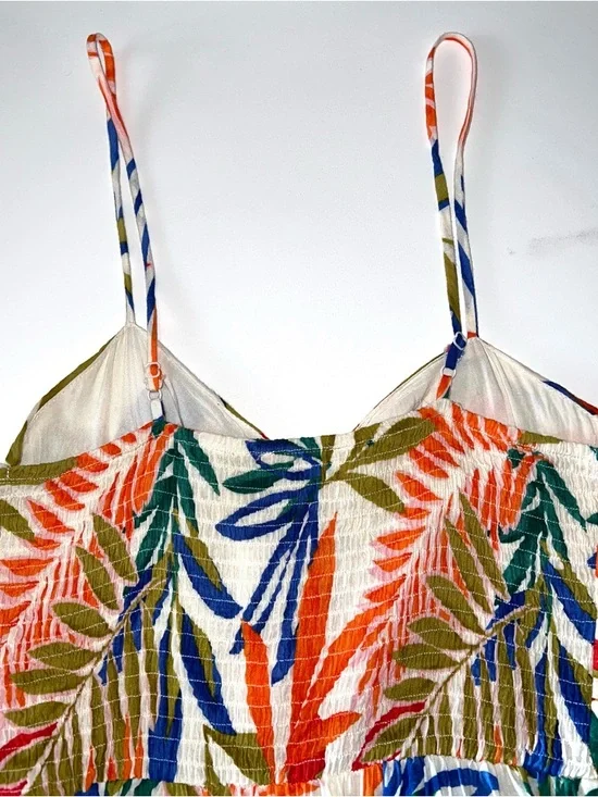 Illa Illa Tropical Leaf Print Spaghetti Strap Mini Sundress Sz S - Picture 10 of 13